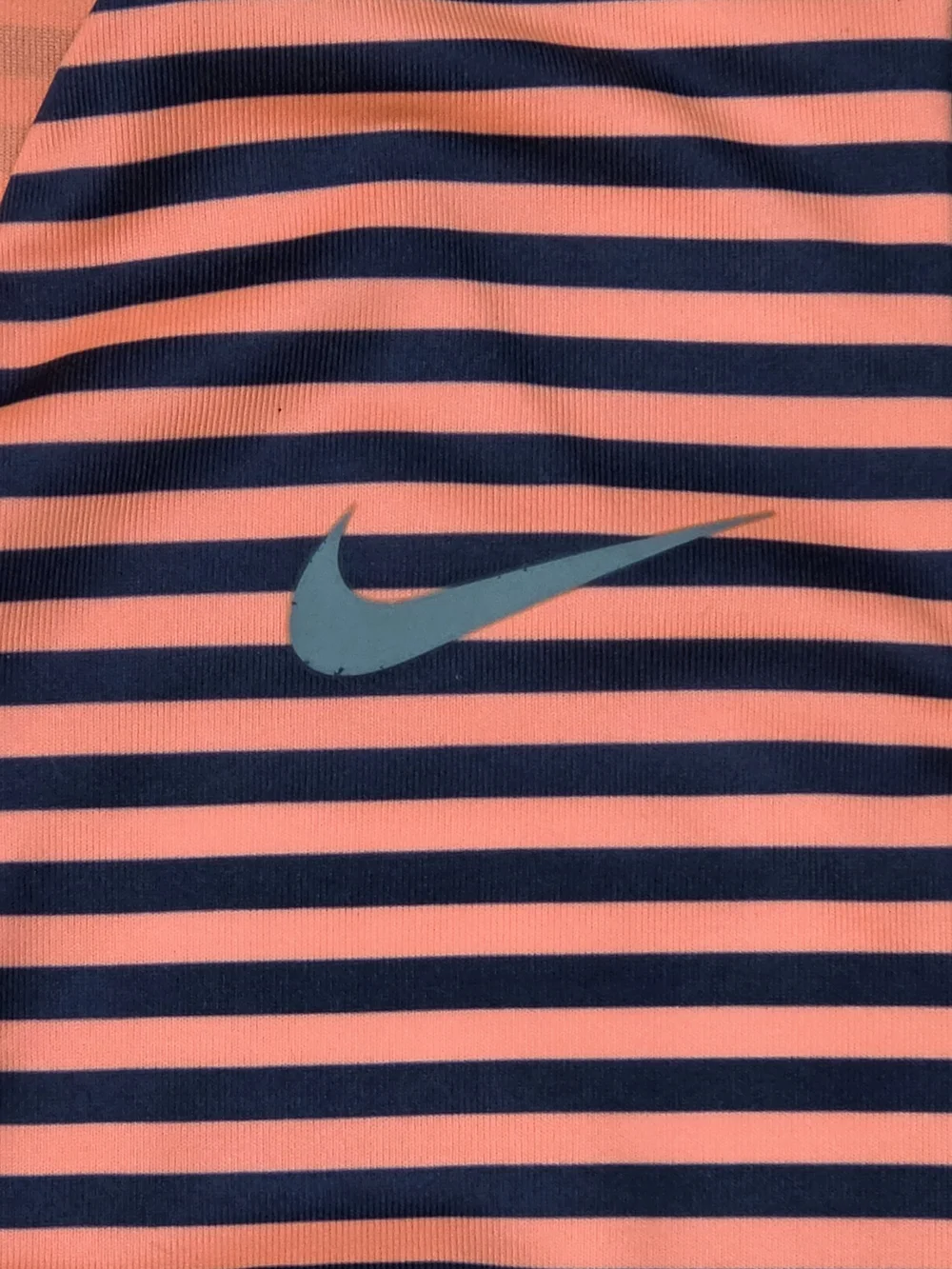 Nike Dri-FIT Women Medium Coral/Orange Navy Striped Racerback Athletic Tank Top